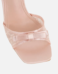 Janeena Blush Lace Bow Detail Heeled Sandals