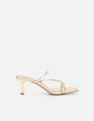 Jenna Gold Metallic Toe Post Mules