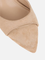 Silvia Beige Suede Peep Toe Heeled Sandals