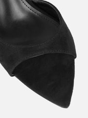 Silvia Black Suede Peep Toe Heeled Sandals