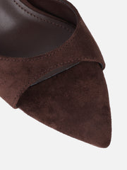 Silvia Brown Suede Peep Toe Heeled Sandals