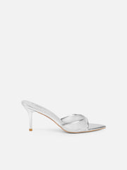 Lauri Silver Mesh Peep Toe Heeled Sandals