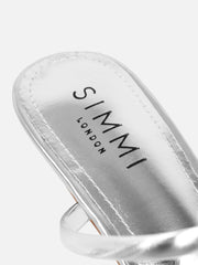 Isha Silver Metallic Diamante Mules