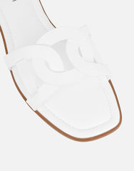 Laurel White Flat Sandals