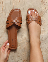 Jorja Tan Slip On Flat Sandals