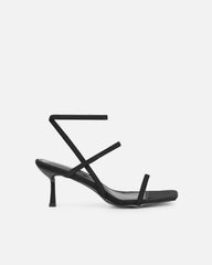 Karson Black Lycra Strappy Heeled Sandals