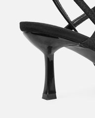 Karson Black Lycra Strappy Heeled Sandals