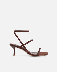Karson Chocolate Lycra Strappy Heeled Sandals
