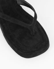 Kimmie Black Suede Flatform Toe Post Sandals