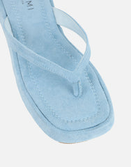 Kimmie Blue Suede Flatform Toe Post Sandals
