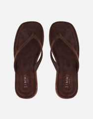 Kimmie Brown Suede Flatform Toe Post Sandals