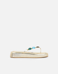 Daisy Gold Metallic Embellished Flatform Sandals
