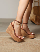 Kitty Tan Wedge Heeled Sandals