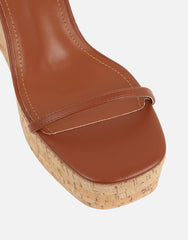 Kitty Tan Wedge Heeled Sandals