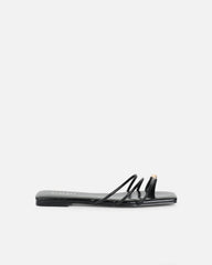 Porto Black Gold Toe Detail Sandals