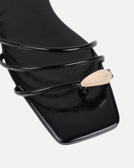 Porto Black Gold Toe Detail Sandals