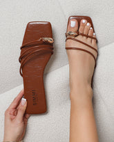 Porto Tan Gold Toe Detail Sandals