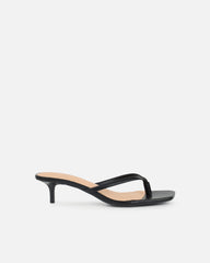 Laura Black Toe Post Kitten Heeled Sandals