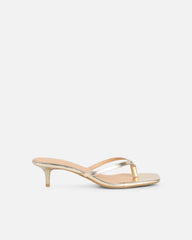 Laura Gold Mirror Toe Post Kitten Heeled Sandals