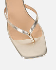 Laura Gold Mirror Toe Post Kitten Heeled Sandals