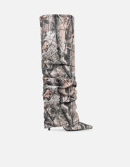 Lukas Natural Print Fold Over Heeled Boots