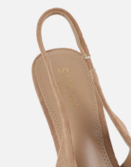 Liorra Dark Beige Suede Sling Back Court Shoes