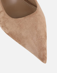 Liorra Dark Beige Suede Sling Back Court Shoes