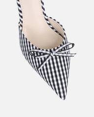 Lisa Black Gingham Bow Mules