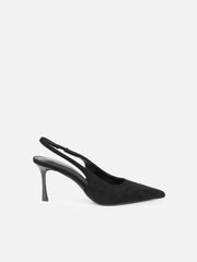 Liorra Black Suede Sling Back Court Shoes