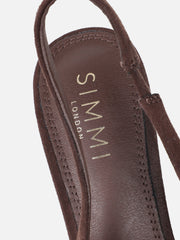 Liorra Brown Suede Sling Back Court Shoes