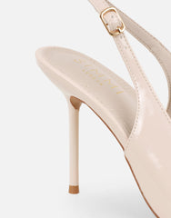 Limani Stone Pearlised Patent Slingback Courts