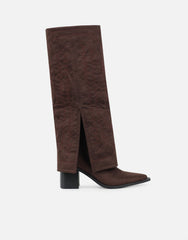 Liston Brown Suede Western Stitch Detail Heeled Boots