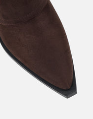 Liston Brown Suede Western Stitch Detail Heeled Boots