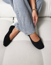 Viktoria Black Suede Ballerina Flats
