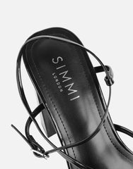 Xyla Black Strappy Block Heeled Sandals