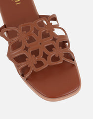 Lumi Tan Slip On Flat Sandals