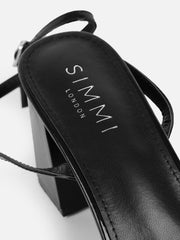Meave Black Patent Diamante Block Heeled Sandals