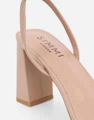 Penelope Beige Block Heeled Sandals