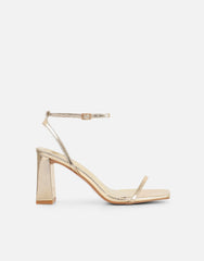 Penelope Gold Metallic Block Heeled Sandals