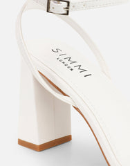 Penelope White Block Heeled Sandals