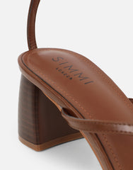 Mandy Tan Toe Post Block Heeled Sandals