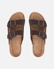 Manny Chocolate Slip On Footbed Flat Sandals
