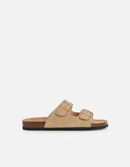 Manny Taupe Slip On Footbed Flat Sandals