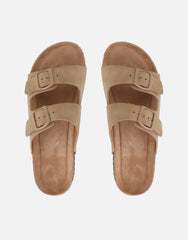Manny Taupe Slip On Footbed Flat Sandals