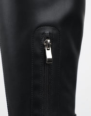 Mon Black Stretch Knee High Chunky Boots