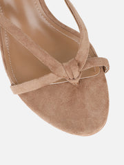 Jesse Dark Beige Suede Knot Detail Heeled Sandals