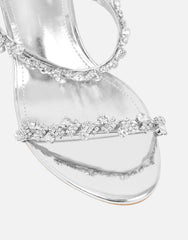 Maude Silver Mirror Diamante Mules