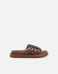 Vanya Brown Woven Mesh Chunky Flats