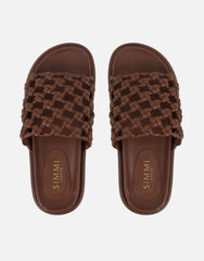 Vanya Brown Woven Mesh Chunky Flats