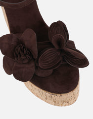 Mikaela Brown Flower Detail Wedge Heeled Sandals